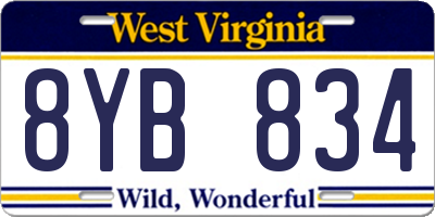 WV license plate 8YB834