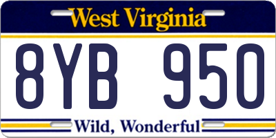 WV license plate 8YB950