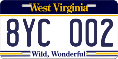 WV license plate 8YC002