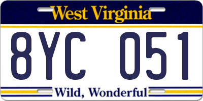 WV license plate 8YC051