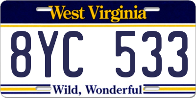 WV license plate 8YC533