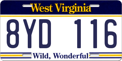 WV license plate 8YD116