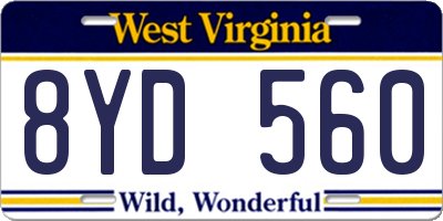 WV license plate 8YD560