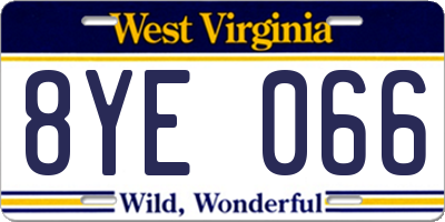 WV license plate 8YE066