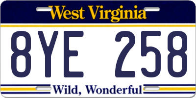WV license plate 8YE258