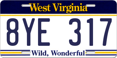 WV license plate 8YE317
