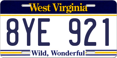 WV license plate 8YE921