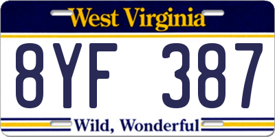 WV license plate 8YF387