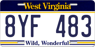 WV license plate 8YF483
