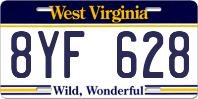 WV license plate 8YF628