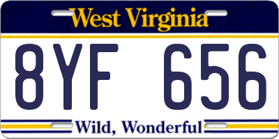 WV license plate 8YF656