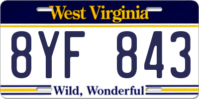 WV license plate 8YF843