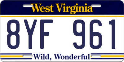 WV license plate 8YF961
