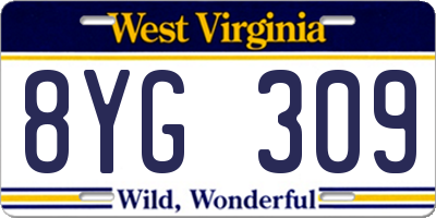 WV license plate 8YG309