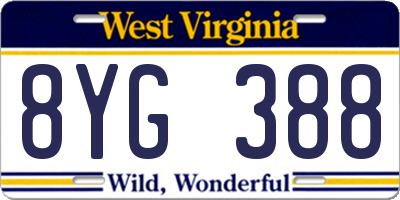 WV license plate 8YG388