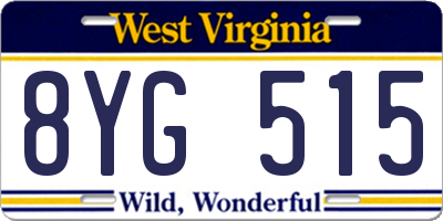 WV license plate 8YG515