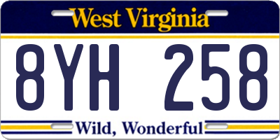WV license plate 8YH258