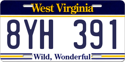 WV license plate 8YH391