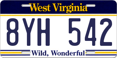 WV license plate 8YH542
