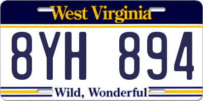 WV license plate 8YH894