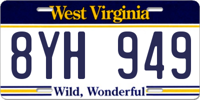 WV license plate 8YH949