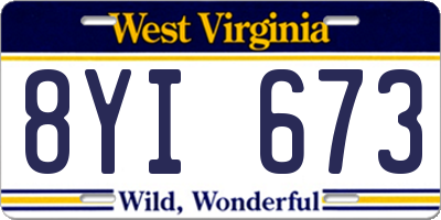 WV license plate 8YI673