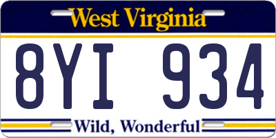 WV license plate 8YI934