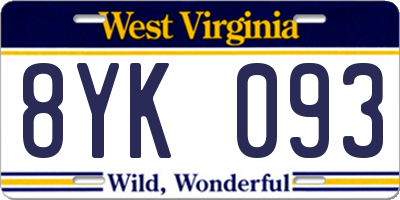 WV license plate 8YK093