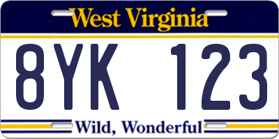 WV license plate 8YK123