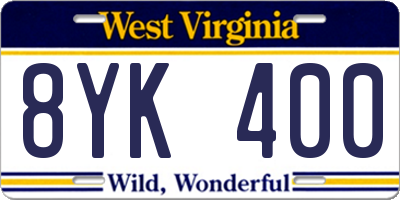 WV license plate 8YK400