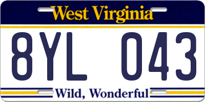 WV license plate 8YL043