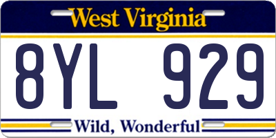 WV license plate 8YL929