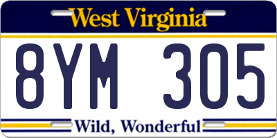 WV license plate 8YM305