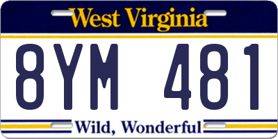 WV license plate 8YM481