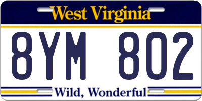 WV license plate 8YM802