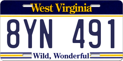 WV license plate 8YN491