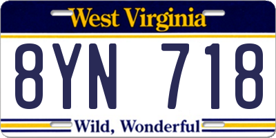 WV license plate 8YN718