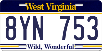 WV license plate 8YN753