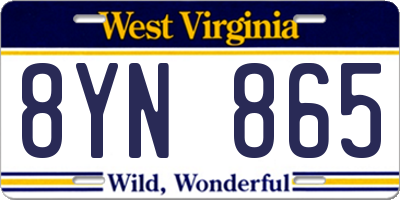 WV license plate 8YN865