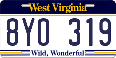 WV license plate 8YO319