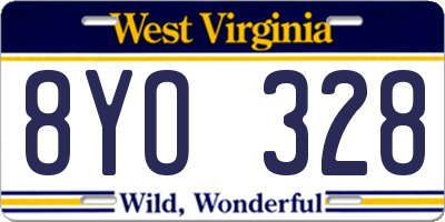 WV license plate 8YO328