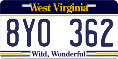WV license plate 8YO362