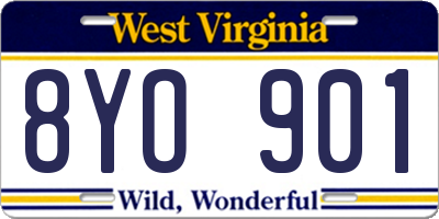 WV license plate 8YO901