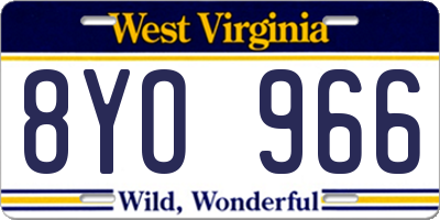 WV license plate 8YO966