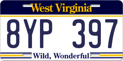 WV license plate 8YP397