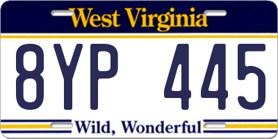 WV license plate 8YP445