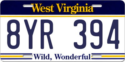 WV license plate 8YR394