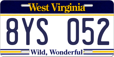 WV license plate 8YS052