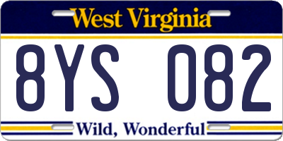 WV license plate 8YS082