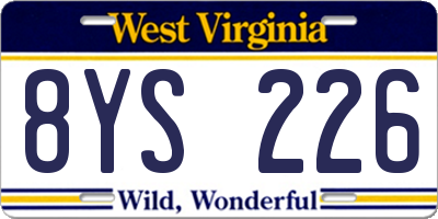 WV license plate 8YS226
